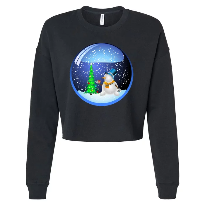 Christmas Little Snowman Globe Cropped Pullover Crew