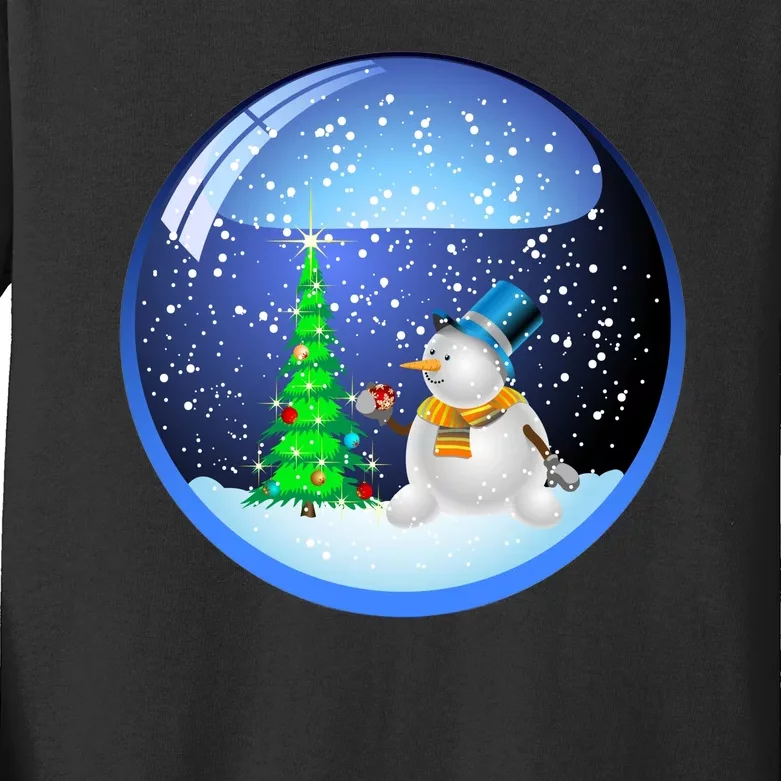 Christmas Little Snowman Globe Kids Long Sleeve Shirt