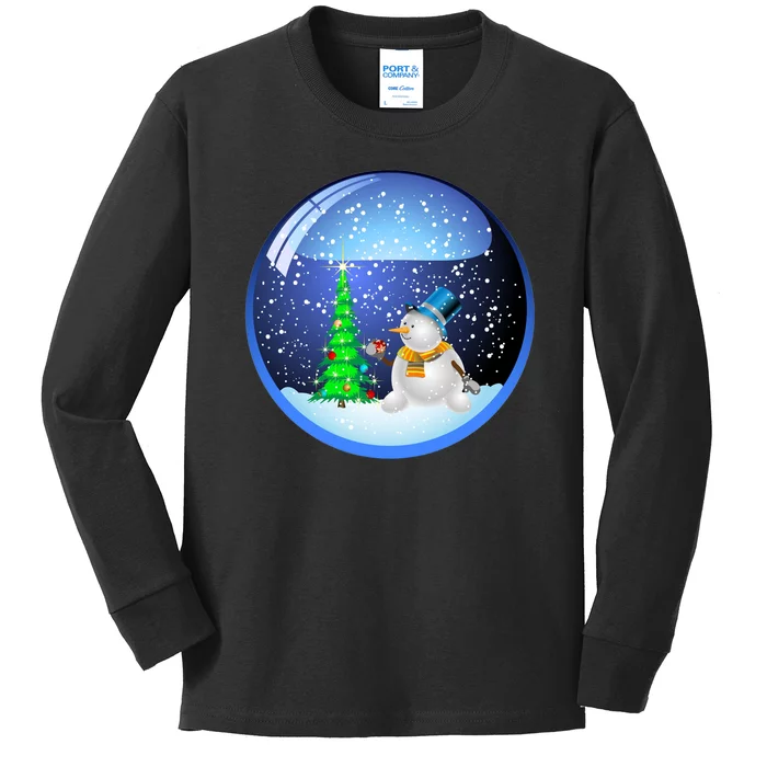 Christmas Little Snowman Globe Kids Long Sleeve Shirt