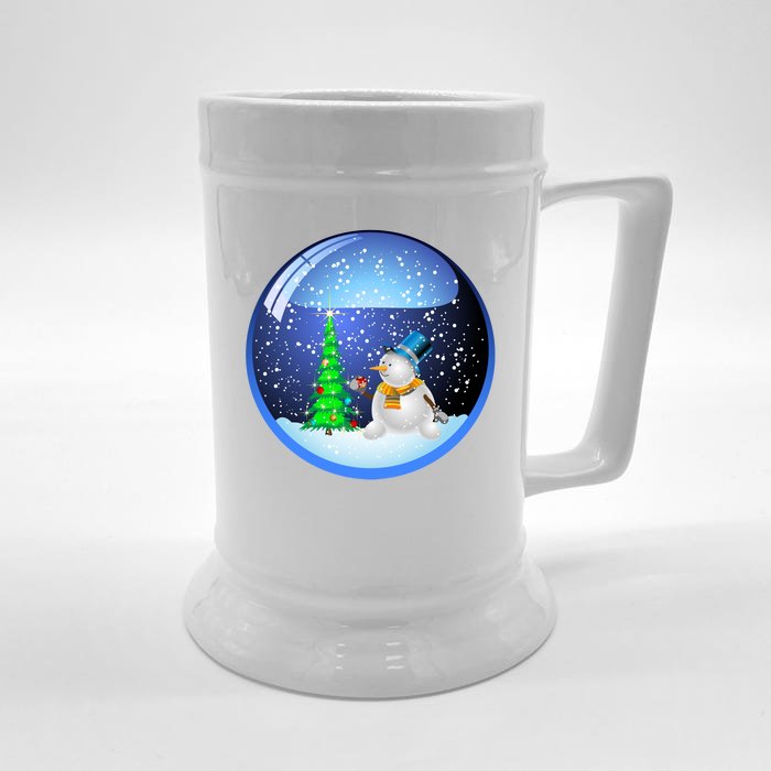 Christmas Little Snowman Globe Front & Back Beer Stein