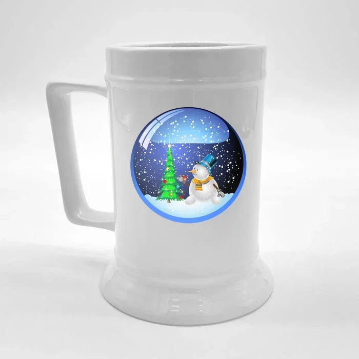 Christmas Little Snowman Globe Front & Back Beer Stein