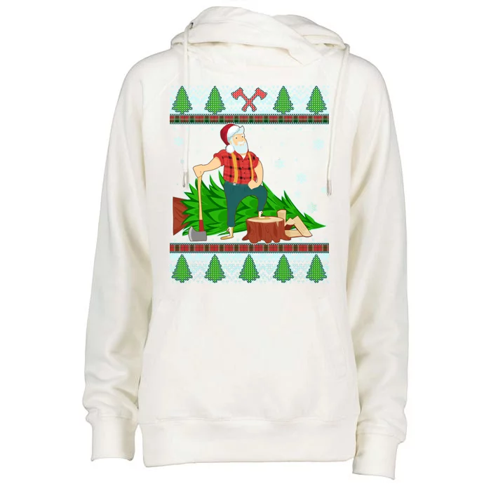 Christmas Lumber Santa Claus Womens Funnel Neck Pullover Hood