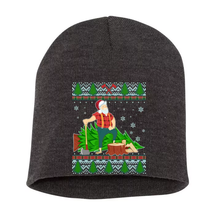 Christmas Lumber Santa Claus Short Acrylic Beanie