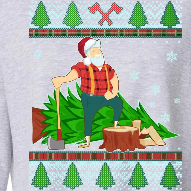 Christmas Lumber Santa Claus Cropped Pullover Crew