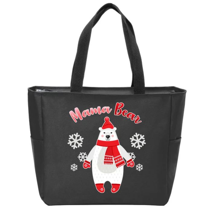 Christmas Mama Bear Zip Tote Bag