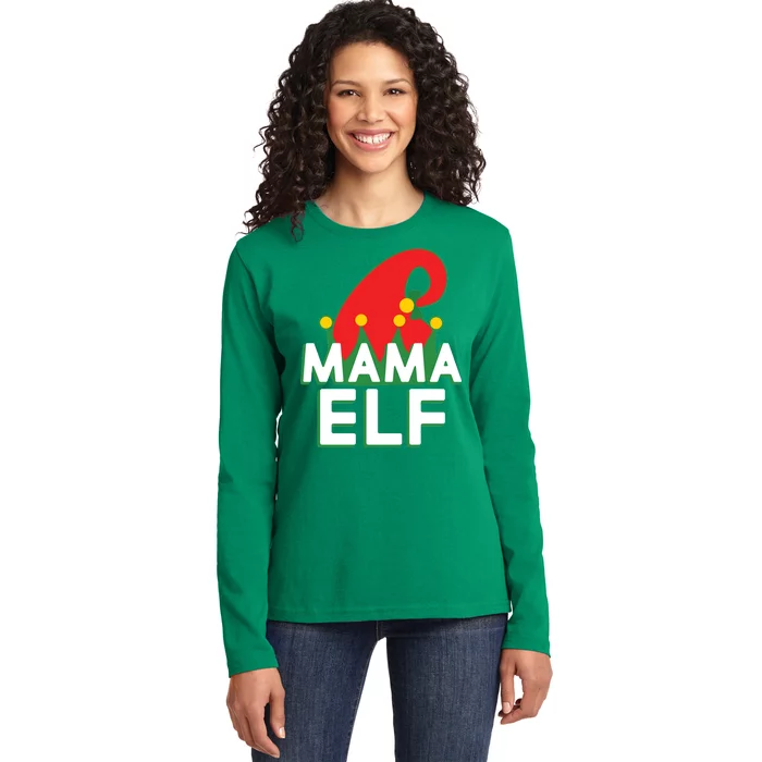 Christmas: Mama Elf Ladies Long Sleeve Shirt