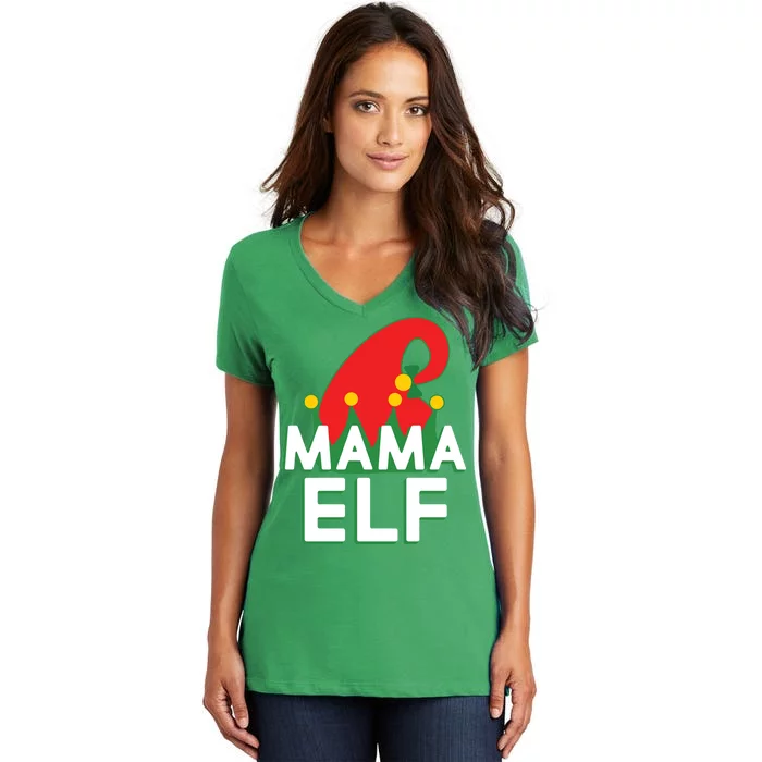 Christmas: Mama Elf Women's V-Neck T-Shirt