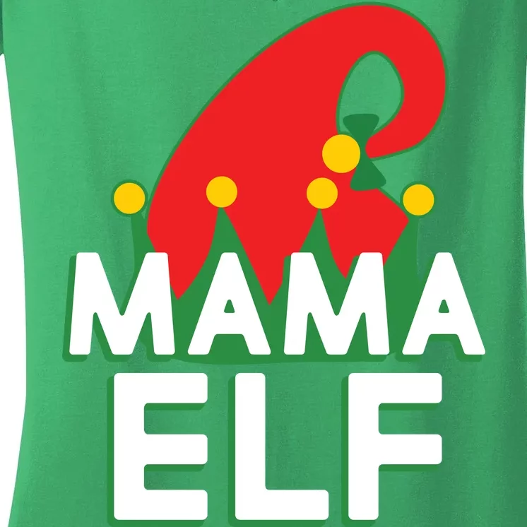 Christmas: Mama Elf Women's V-Neck T-Shirt