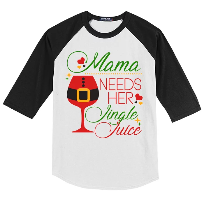 Christmas Mama Needs Her Jingle Juice Wine Kids Colorblock Raglan Jersey