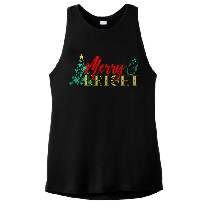 Christmas Merry & Bright Ladies Tri-Blend Wicking Tank