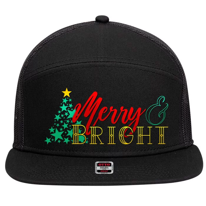 Christmas Merry & Bright 7 Panel Mesh Trucker Snapback Hat