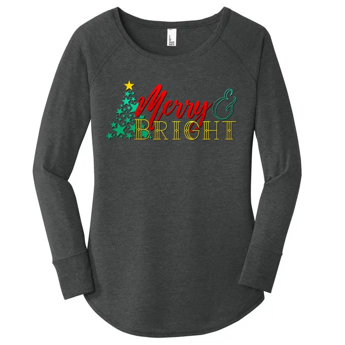 Christmas Merry & Bright Women's Perfect Tri Tunic Long Sleeve Shirt