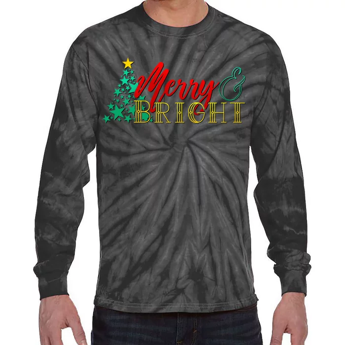 Christmas Merry & Bright Tie-Dye Long Sleeve Shirt