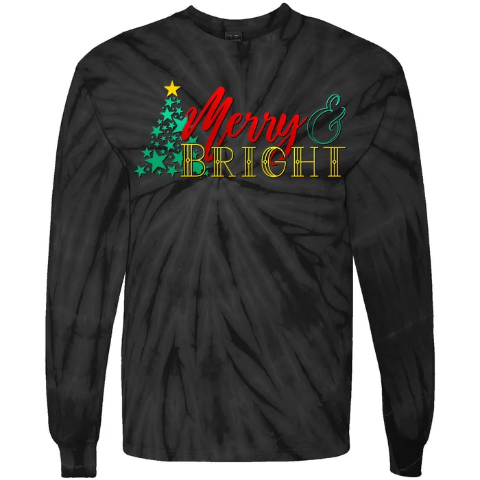 Christmas Merry & Bright Tie-Dye Long Sleeve Shirt