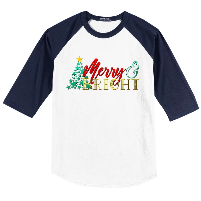 Christmas Merry & Bright Baseball Sleeve Shirt