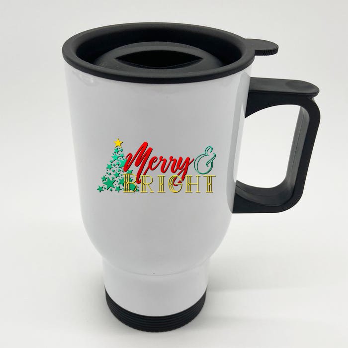 Christmas Merry & Bright Front & Back Stainless Steel Travel Mug