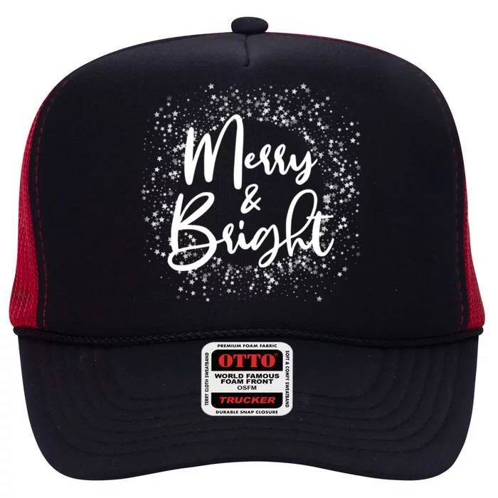 Christmas Merry and Bright High Crown Mesh Trucker Hat