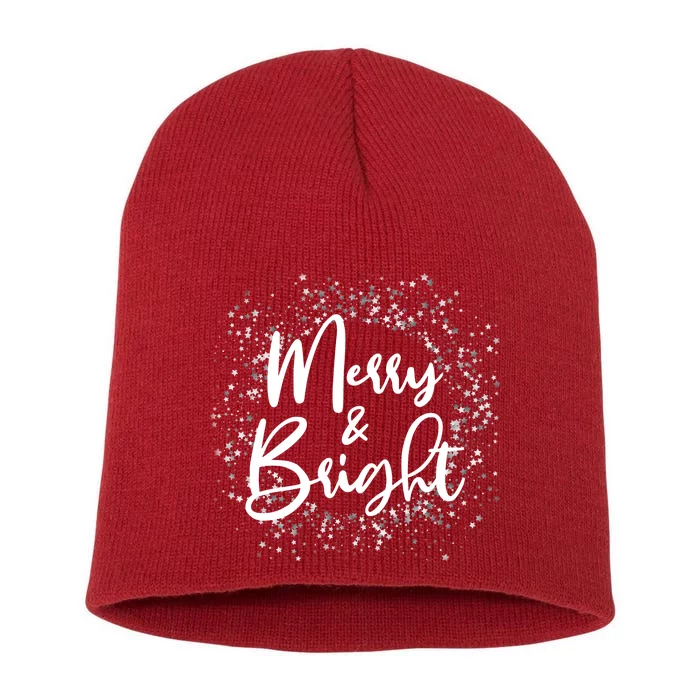 Christmas Merry and Bright Short Acrylic Beanie