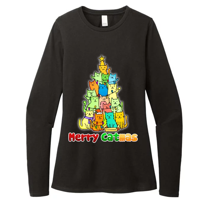 Christmas Merry Catmas Tree Womens CVC Long Sleeve Shirt