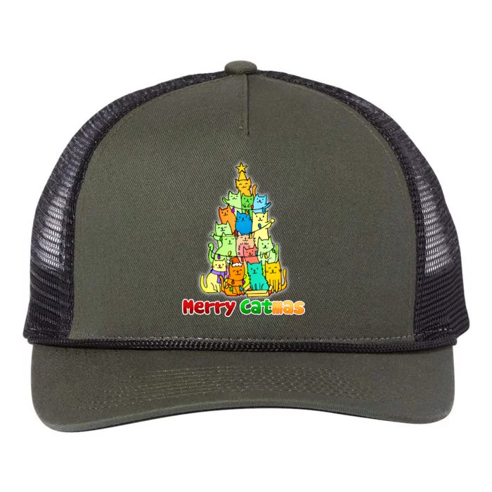 Christmas Merry Catmas Tree Retro Rope Trucker Hat Cap