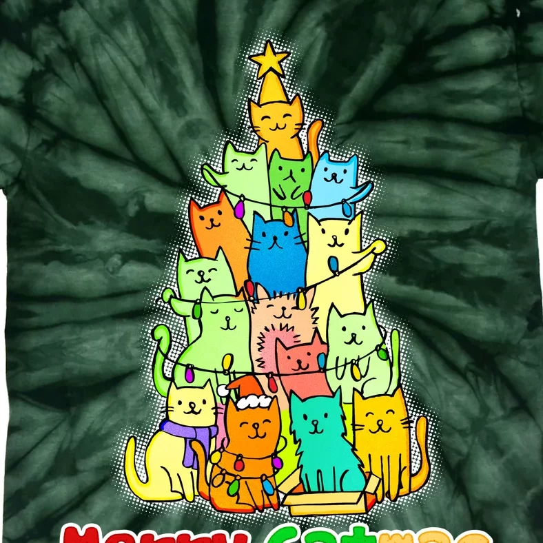 Christmas Merry Catmas Tree Tie-Dye T-Shirt