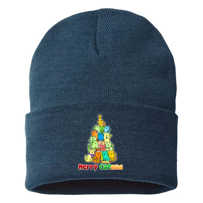 Christmas Merry Catmas Tree Sustainable Knit Beanie