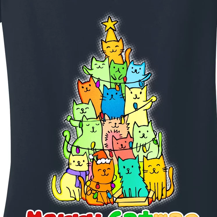 Christmas Merry Catmas Tree Women's V-Neck T-Shirt