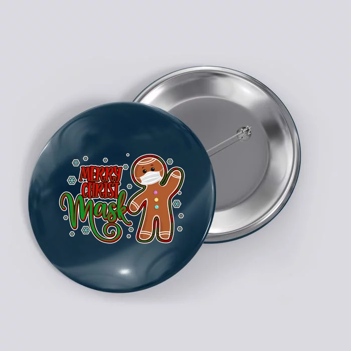 Christmas Merry Christ-Mask Gingerbread Man Button