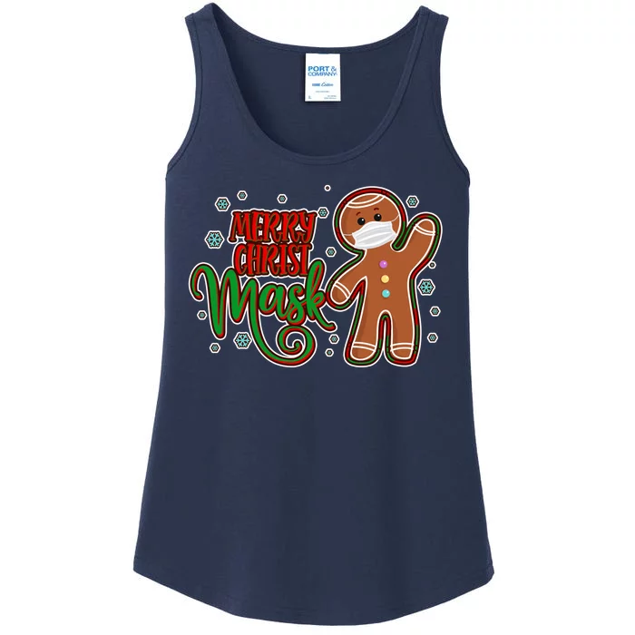 Christmas Merry Christ-Mask Gingerbread Man Ladies Essential Tank