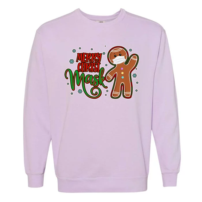 Christmas Merry Christ-Mask Gingerbread Man Garment-Dyed Sweatshirt