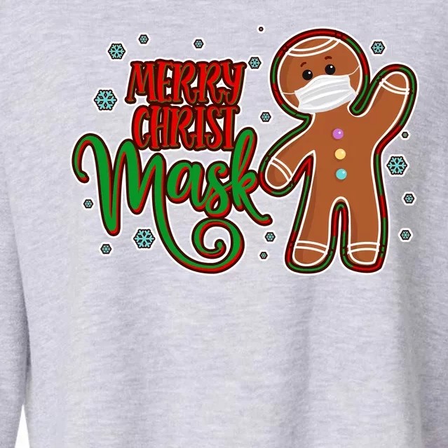 Christmas Merry Christ-Mask Gingerbread Man Cropped Pullover Crew