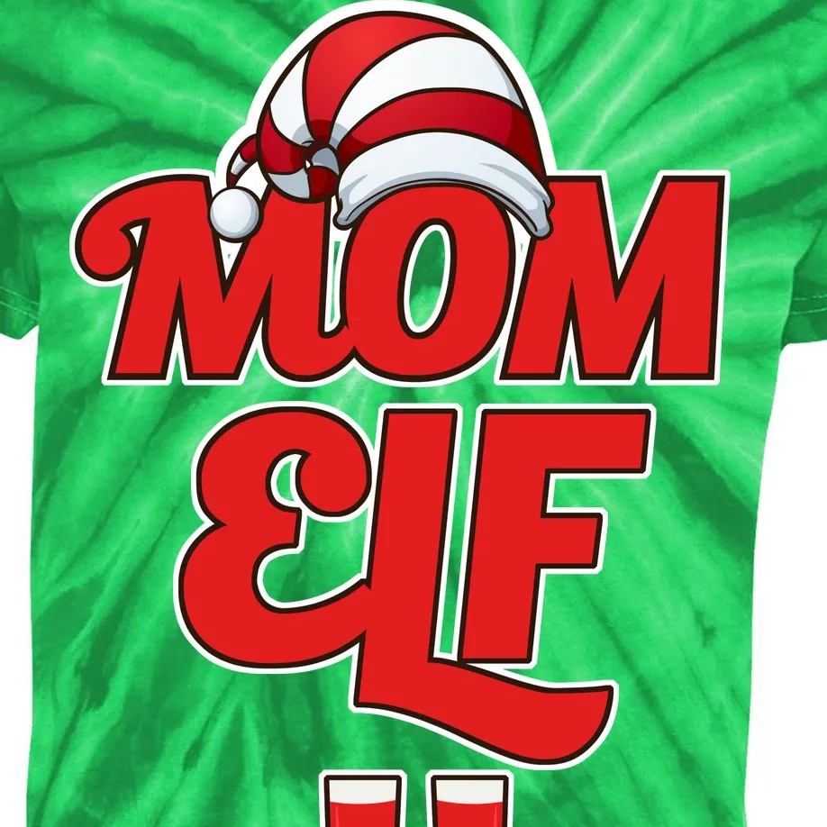 Christmas Mom Elf Kids Tie-Dye T-Shirt