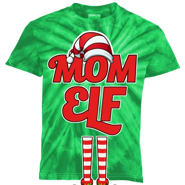 Christmas Mom Elf Kids Tie-Dye T-Shirt