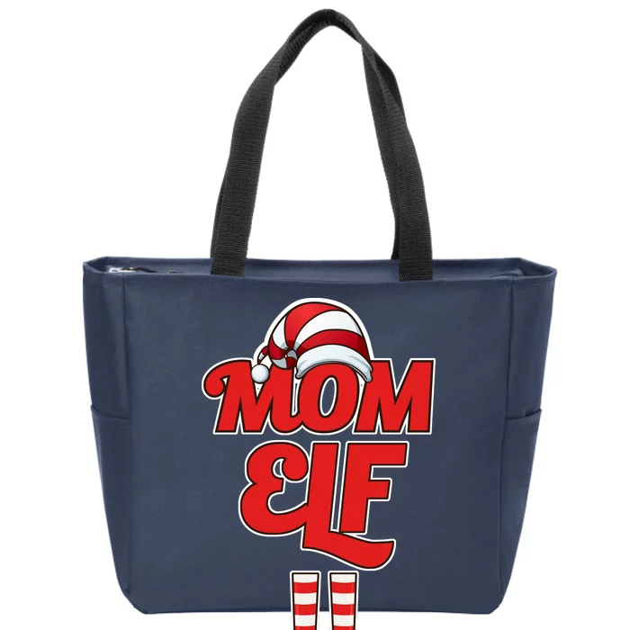 Christmas Mom Elf Zip Tote Bag