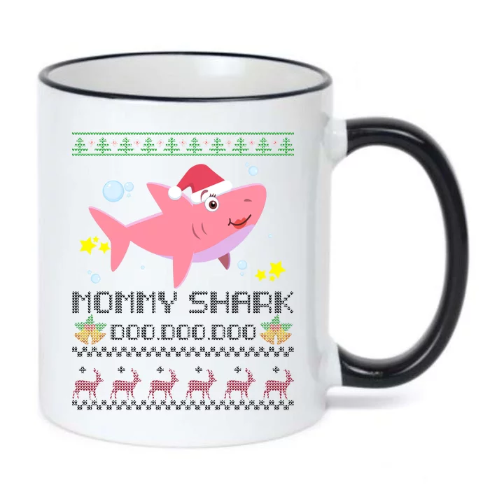 Christmas Mommy Shark Black Color Changing Mug