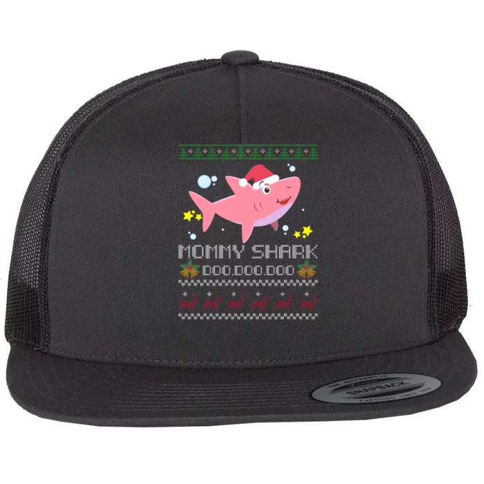 Christmas Mommy Shark Flat Bill Trucker Hat