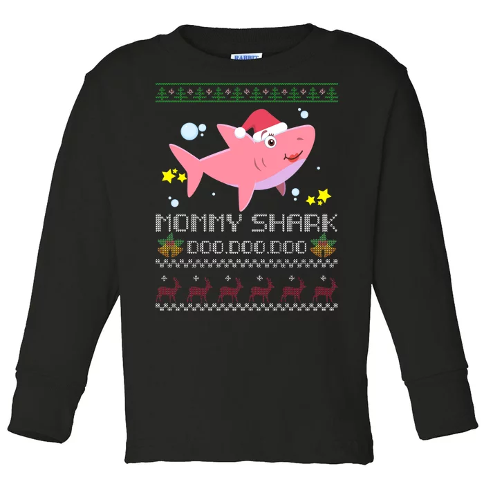 Christmas Mommy Shark Toddler Long Sleeve Shirt