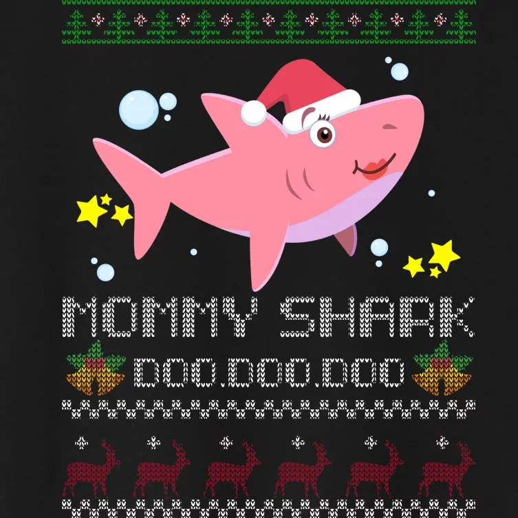 Christmas Mommy Shark Women's Crop Top Tee