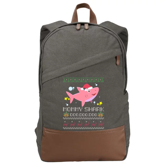 Christmas Mommy Shark Cotton Canvas Backpack