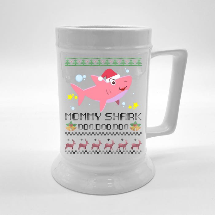 Christmas Mommy Shark Front & Back Beer Stein