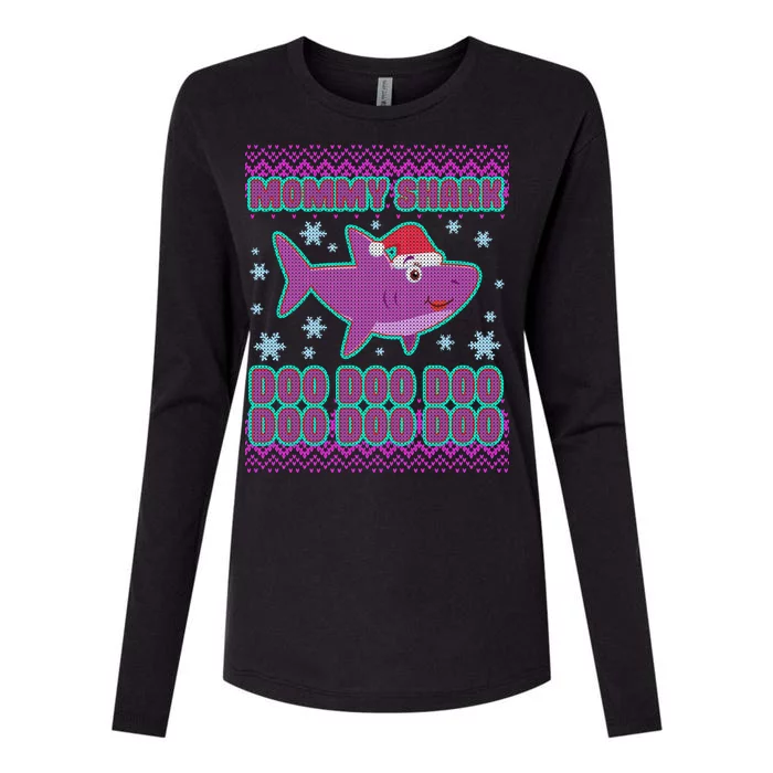 Christmas Mommy Shark Doo Doo Doo Womens Cotton Relaxed Long Sleeve T-Shirt