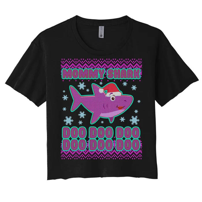 Christmas Mommy Shark Doo Doo Doo Women's Crop Top Tee