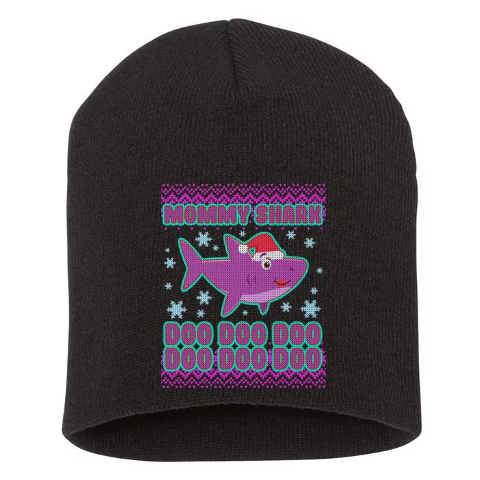 Christmas Mommy Shark Doo Doo Doo Short Acrylic Beanie