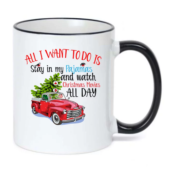 Christmas Movies And Pajamas Black Color Changing Mug