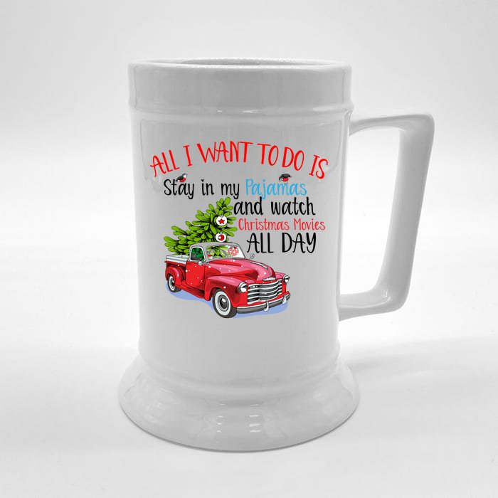 Christmas Movies And Pajamas Front & Back Beer Stein