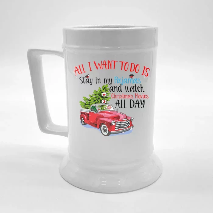 Christmas Movies And Pajamas Front & Back Beer Stein