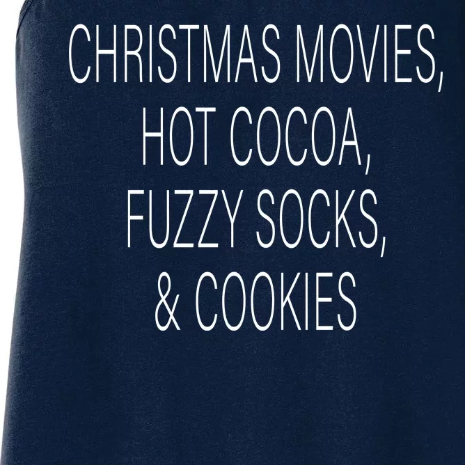 Christmas Movies Hot Cocoa Fuzzy Socks & Cookies Women's Racerback Tank