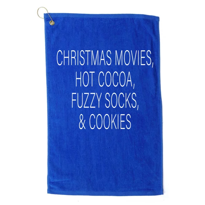 Christmas Movies Hot Cocoa Fuzzy Socks & Cookies Platinum Collection Golf Towel