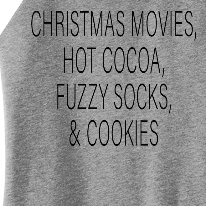 Christmas Movies Hot Cocoa Fuzzy Socks & Cookies Women’s Perfect Tri Rocker Tank