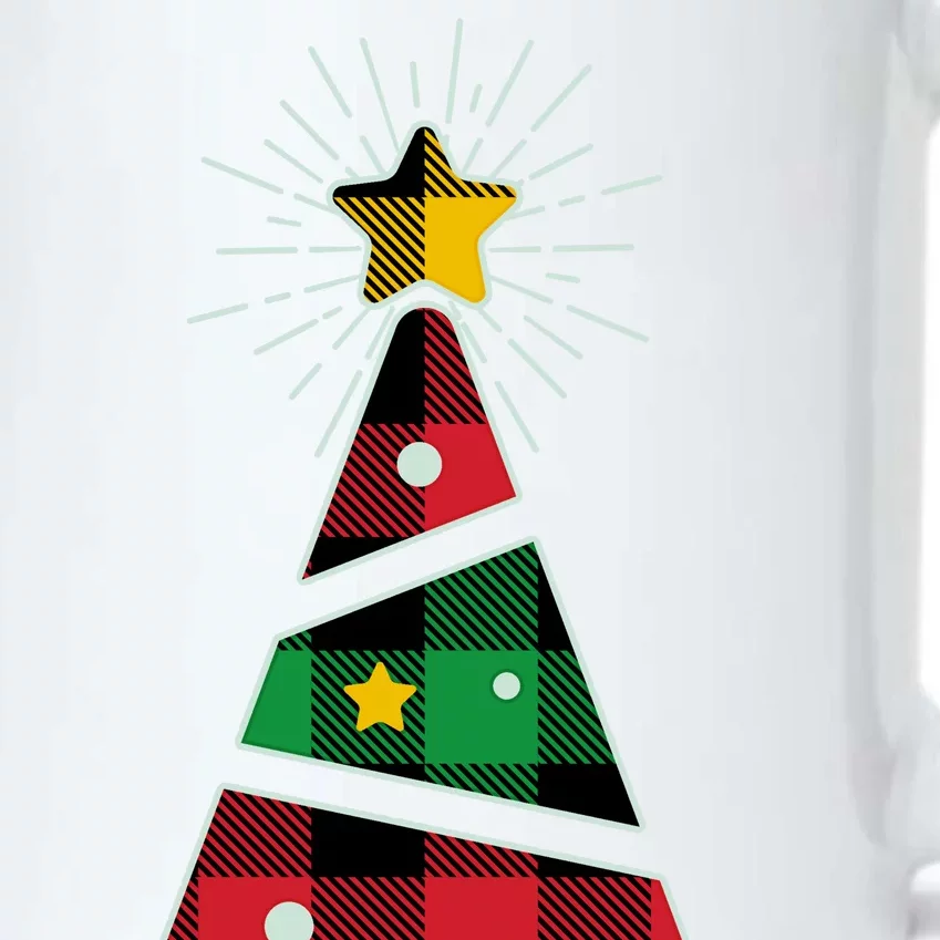 Christmas Multi Plaid Tree Black Color Changing Mug